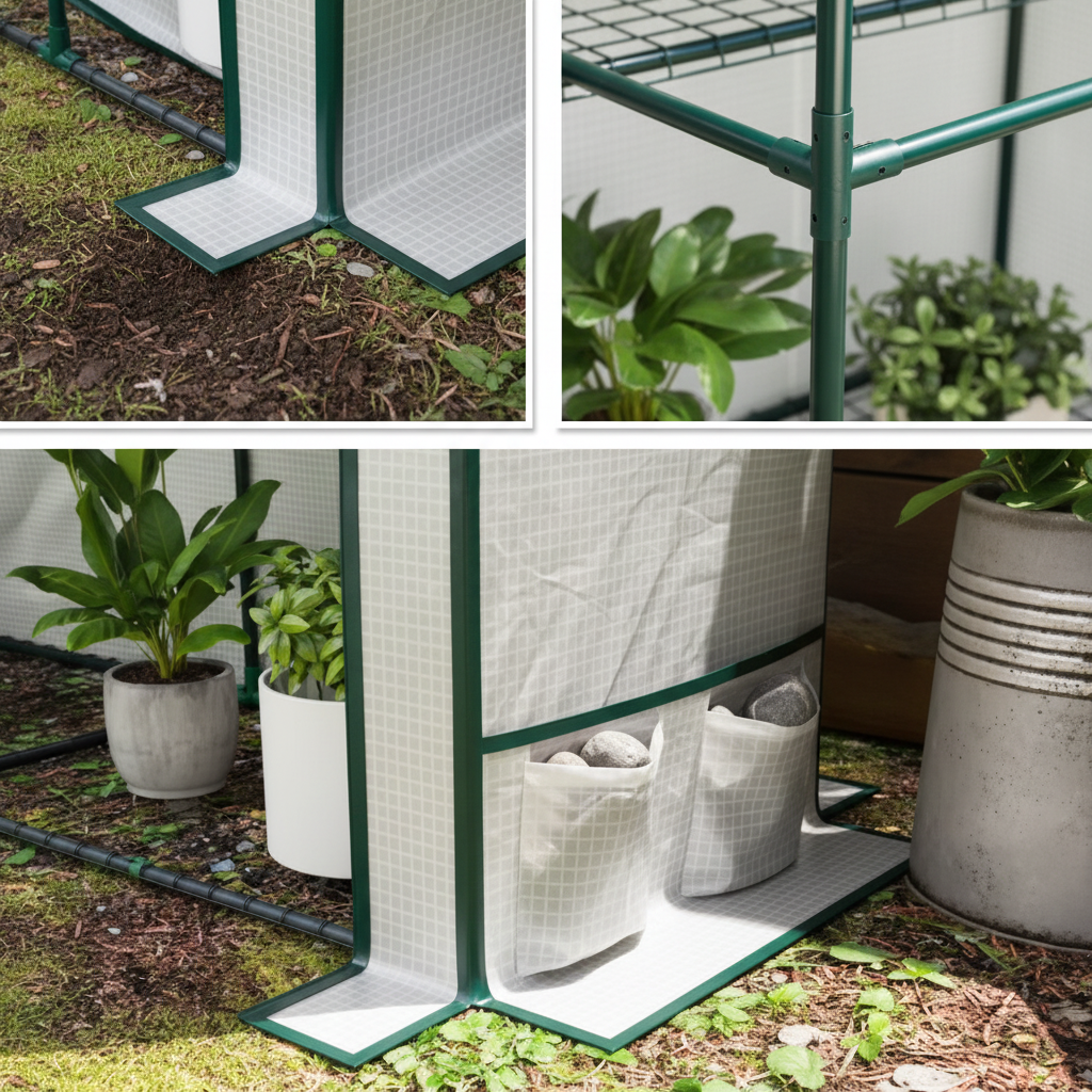 Dubbele Tuinkas 3 Niveaus – 144×48×152 cm – UV-bestendige PE Hoes 140g/m² – Roll-up Deur – Draagbaar Plantenparadijs voor Beginners