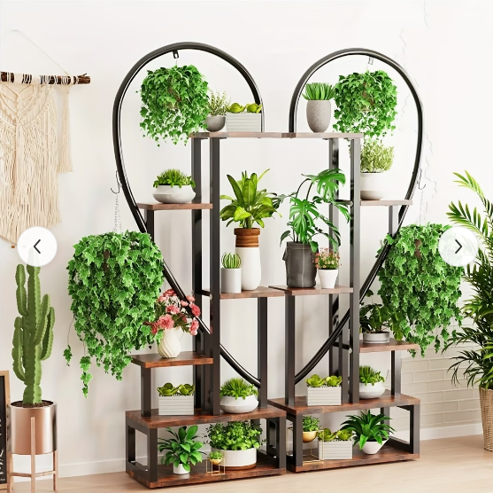 Hartvormig Plantenrek Twee Harten – Metaal & Hout – 165 cm