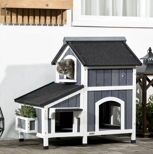 Premium Kattenhuis – 2 Verdiepingen | Veilig, Comfortabel & Duurzaam