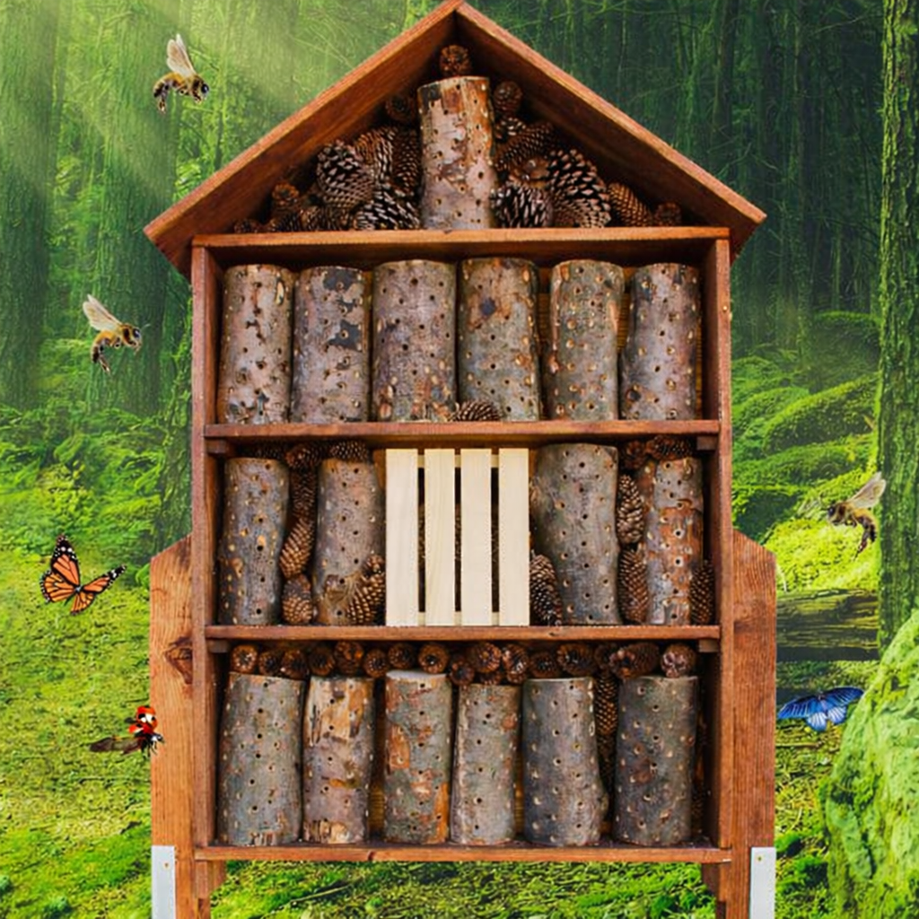 XXL insectenhotel 160 cm hoog voor grote natuurvriendelijke tuin