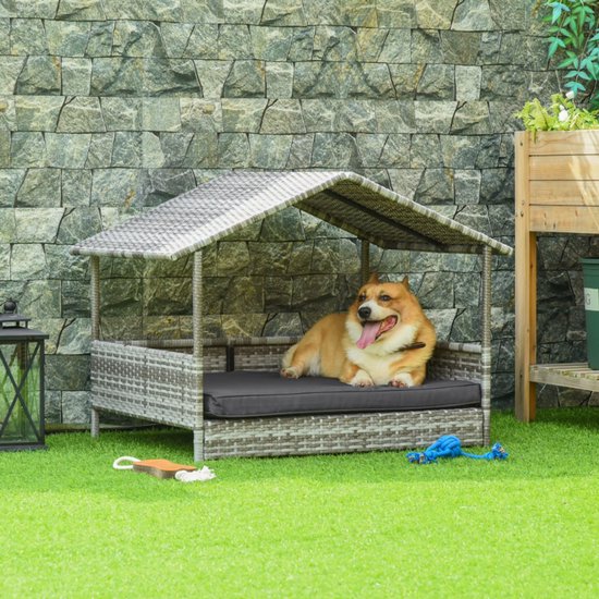 Premium hondenbed 98x69x73 cm verhoogd hondenhok met kussen