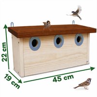 Nistkast met 3 Nestruimtes – 34 mm Invliegopening – 100% Roofdierveilig – Massief Hout – Weerbestendig & Duurzaam Handgemaakt in Duitsland