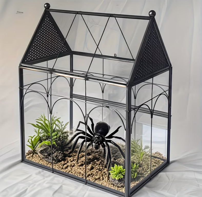 Glazen terrarium met ventilatiegaten voor reptielen en kleine ongewervelden