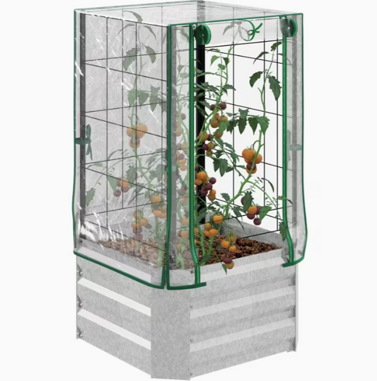 Verhoogde Plantenbak met Klimrek & Afdekking – 53x53x90cm voor Tuin & Balkon