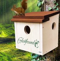 Eekhoorn Nesten & Voeren Set – Natuurvriendelijk Eekhoornhuis + Voederhuis + 2kg Walnoten – Duurzaam Handgemaakt in Duitsland