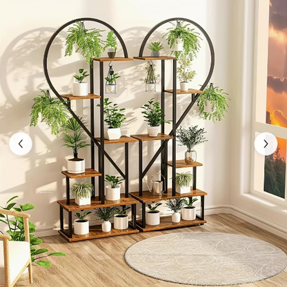 Hartvormig Plantenrek Twee Harten – Metaal & Hout – 165 cm