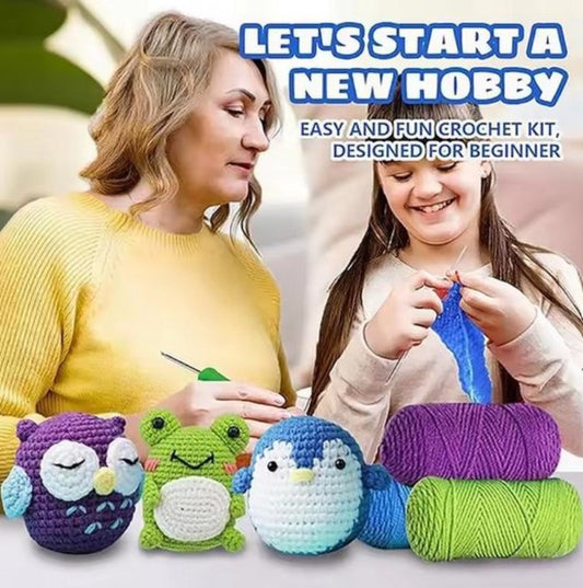 haken voor beginners - haakpakket 3 schattige dierenvriendjes - haken voor starters - starterspakket haken - haken voor liefhebbers