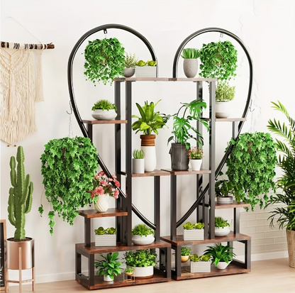 Hartvormig Plantenrek Twee Harten – Metaal & Hout – 165 cm