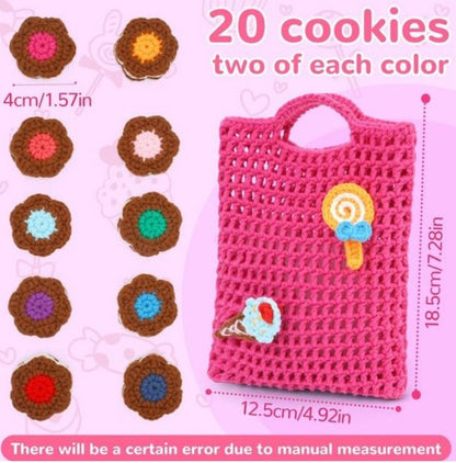 Haakpakket Schattig Tasje en 20 Koekjes voor Beginners – Starterspakket Haken voor Starters en Liefhebbers