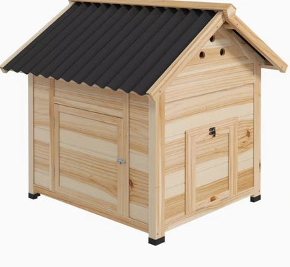 Eendenhuis van Grenenhout voor Buiten – Met Schuin Waterdicht Dak, Ventilatie en Uitneembare Bodem – Geschikt voor 3 Eenden – 78 x 90 x 92 cm
