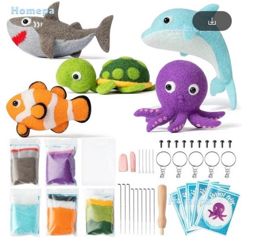 naaldvilten voor beginners - naaldvilt pakket lieve zeediertjes - naaldvilten voor starters - starterspakket naaldvilten