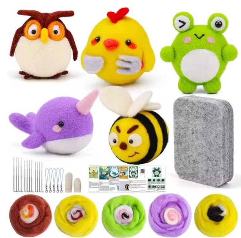 naaldvilten voor beginners - naaldvilt pakket stoere diertjes - naaldvilten voor starters - starterspakket naaldvilten - naaldvilten voor liefhebbers