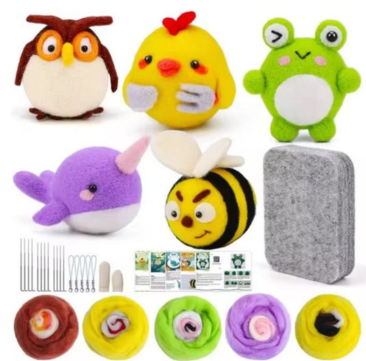 naaldvilten voor beginners - naaldvilt pakket stoere diertjes - naaldvilten voor starters - starterspakket naaldvilten - naaldvilten voor liefhebbers