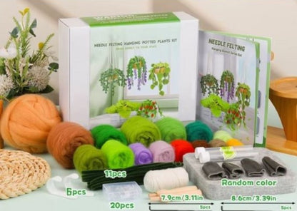naaldvilten voor beginners - naaldvilt pakket schattige hangplantjes - naaldvilten voor starters - starterspakket naaldvilten