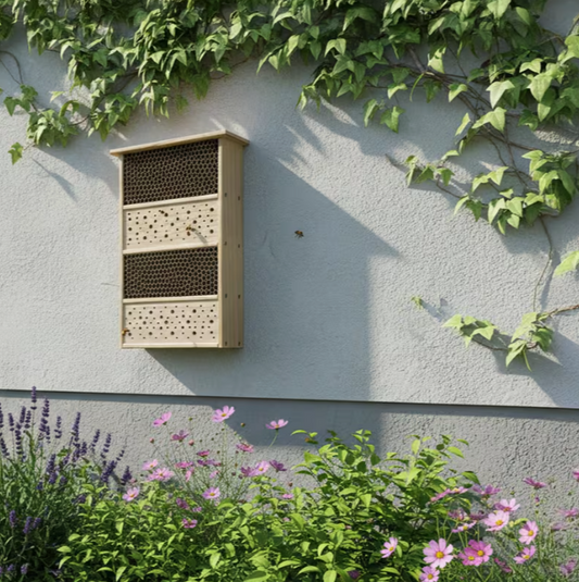 Bijenhotel – Grenenhout | Wilde Bijen & Wespen | 40x26x10,5 cm