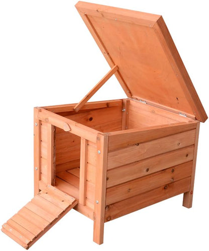 Compacte dierenhut met natuurlijk hout voor kleine huisdieren in tuin