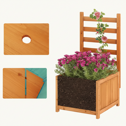 Houten Plantenbak met Klimrek – Massief Hout, Drainagesysteem & Verwijderbare Bodempanelen