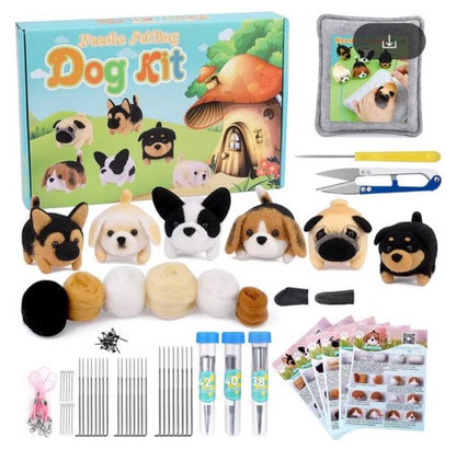 naaldvilten voor beginners - naaldvilt pakket lieve hondjes - naaldvilten voor starters - starterspakket naaldvilten