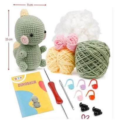 haken voor beginners - haakpakket schattige dino - haken voor starters - starterspakket haken