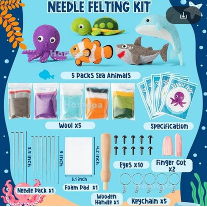 naaldvilten voor beginners - naaldvilt pakket lieve zeediertjes - naaldvilten voor starters - starterspakket naaldvilten