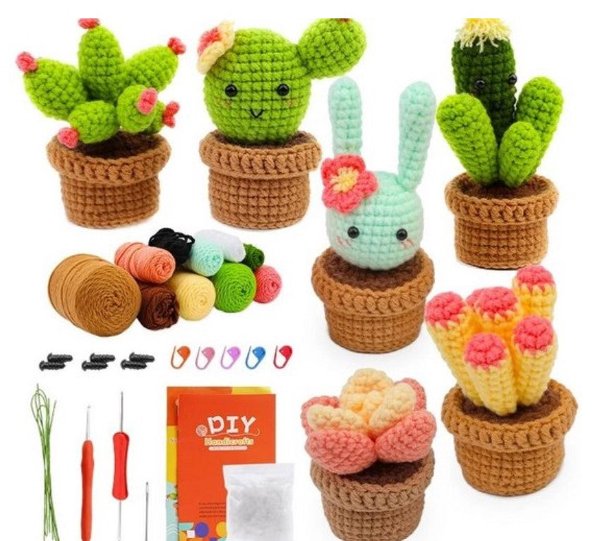 haken voor beginners - haakpakket schattige plantjes - haken voor starters - starterspakket haken - 6 plantjes