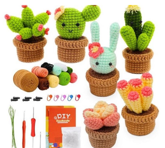 haken voor beginners - haakpakket schattige plantjes - haken voor starters - starterspakket haken - 6 plantjes