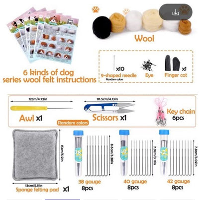 naaldvilten voor beginners - naaldvilt pakket lieve hondjes - naaldvilten voor starters - starterspakket naaldvilten