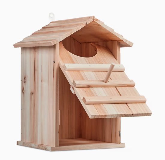 Uilenkast van Hout – Nestkast voor Steenuil en Kleine Uilen – Weerbestendig Vogelhuis met Klapdeur – 38,5 cm hoogte