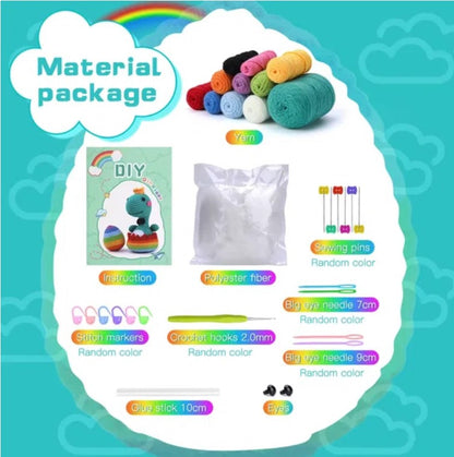 haken voor beginners - haakpakket schattige baby dino - haken voor starters - starterspakket haken