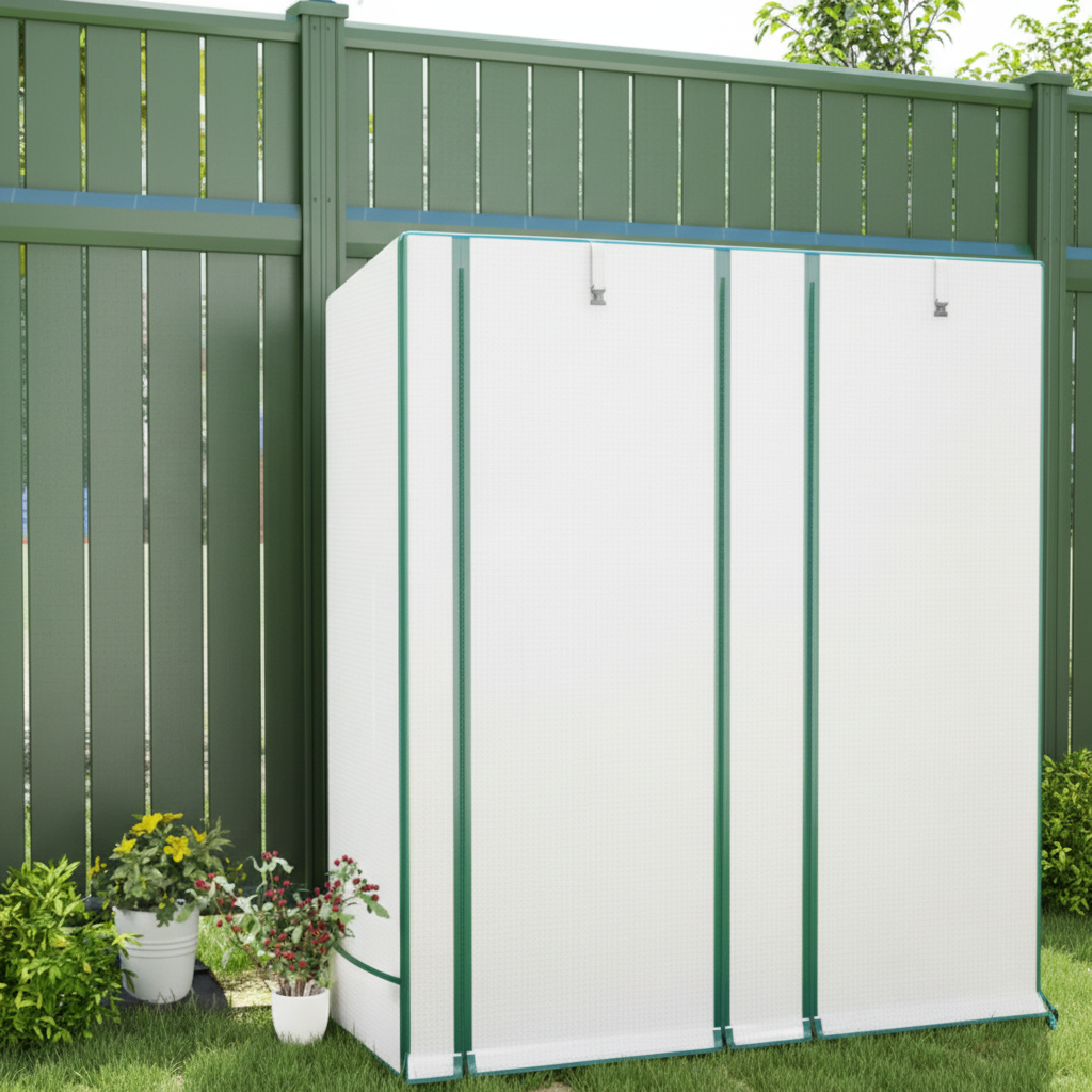 Dubbele Tuinkas 3 Niveaus – 144×48×152 cm – UV-bestendige PE Hoes 140g/m² – Roll-up Deur – Draagbaar Plantenparadijs voor Beginners