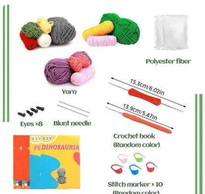 haken voor beginners - haakpakket groene dino - haken voor starters - starterspakket haken