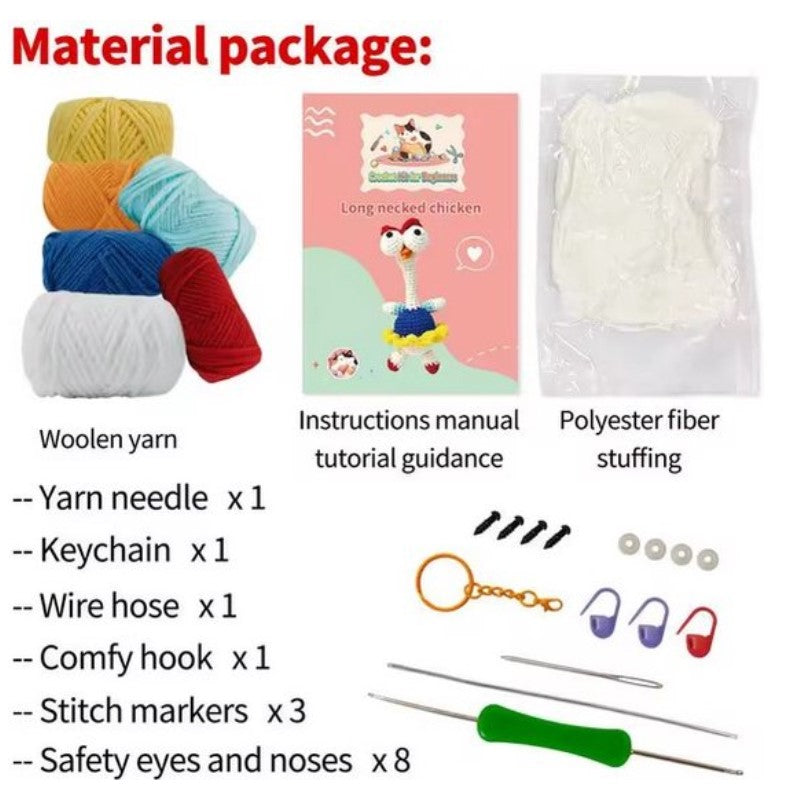 haken voor beginners - haakpakket grappige kip - haken voor starters - starterspakket haken - haken voor liefhebbers