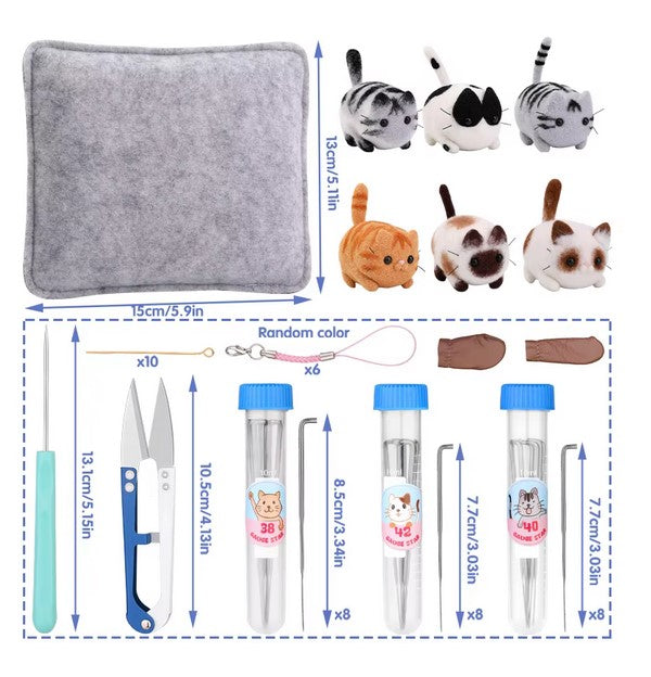 naaldvilten voor beginners - naaldvilt pakket lieve poesjes - naaldvilten voor starters - starterspakket naaldvilten