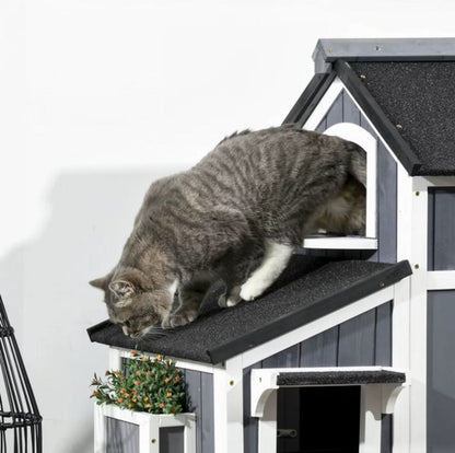 Premium Kattenhuis – 2 Verdiepingen | Veilig, Comfortabel & Duurzaam