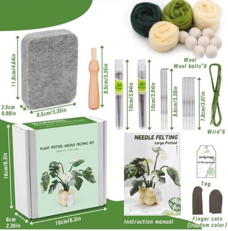 naaldvilten voor beginners - naaldvilt pakket sierlijke plant - naaldvilten voor starters - starterspakket naaldvilten