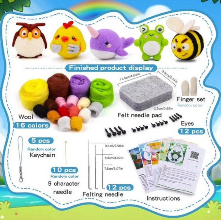 naaldvilten voor beginners - naaldvilt pakket stoere diertjes - naaldvilten voor starters - starterspakket naaldvilten - naaldvilten voor liefhebbers