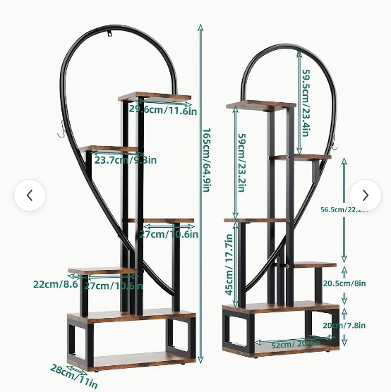 Hartvormig Plantenrek Twee Harten – Metaal & Hout – 165 cm