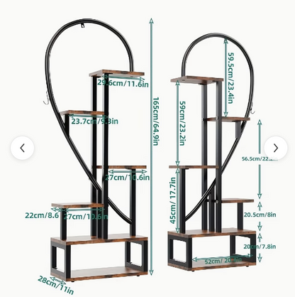 Hartvormig Plantenrek Twee Harten – Metaal & Hout – 165 cm