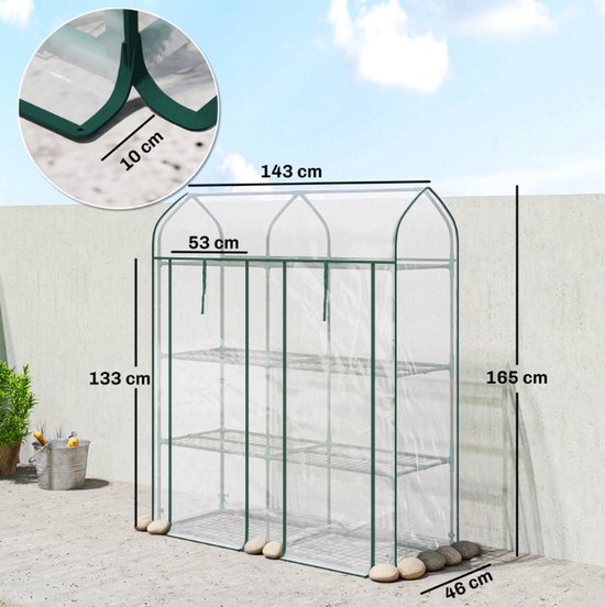 Draagbare kas 3 niveaus voor planten en groenten kweken