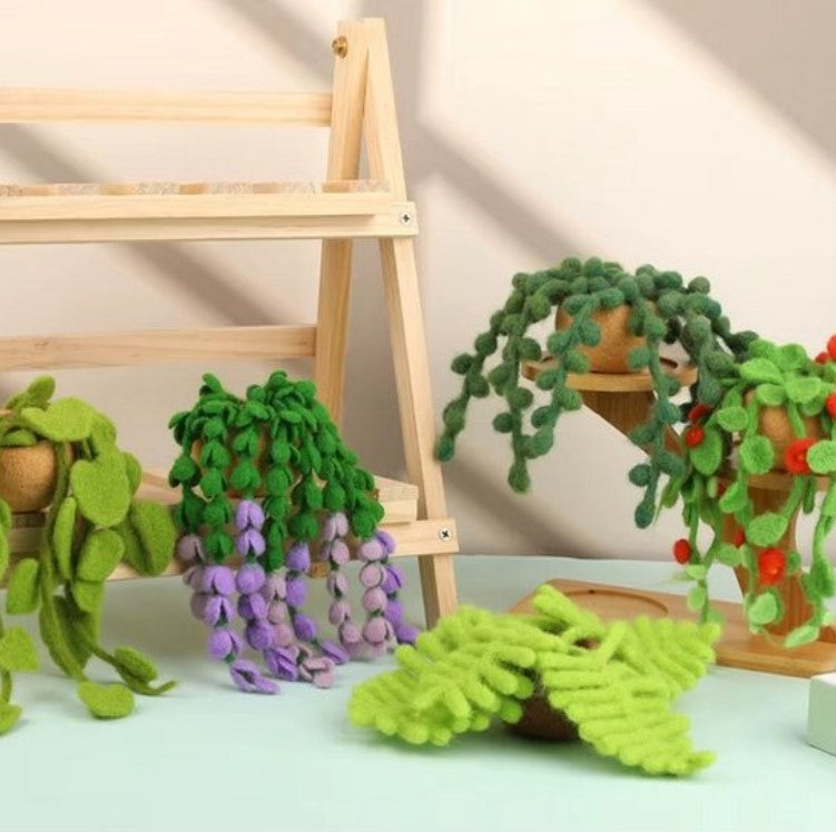 naaldvilten voor beginners - naaldvilt pakket schattige hangplantjes - naaldvilten voor starters - starterspakket naaldvilten