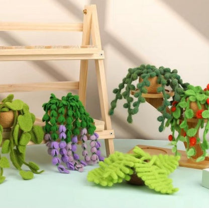 naaldvilten voor beginners - naaldvilt pakket schattige hangplantjes - naaldvilten voor starters - starterspakket naaldvilten