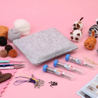 naaldvilten voor beginners - naaldvilt pakket lieve poesjes - naaldvilten voor starters - starterspakket naaldvilten