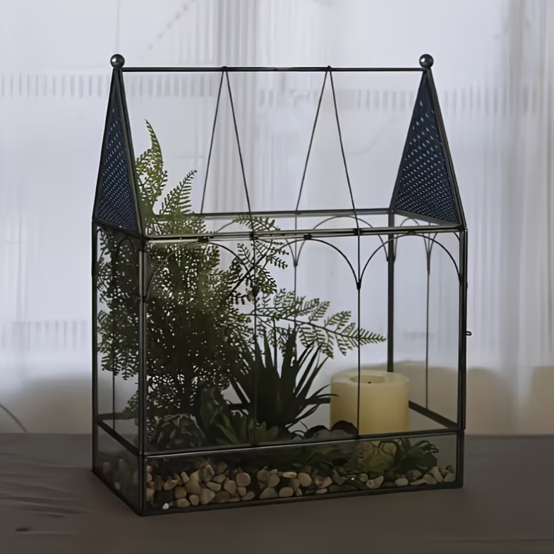 Glazen terrarium detail van ventilatiegaten voor luchtstroom