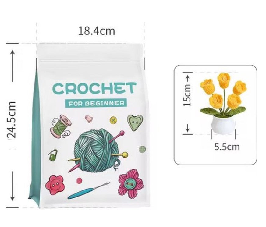 haken voor beginners - haakpakket schattige potbloemplanten - haken voor starters - starterspakket haken - 4-delig - haken voor liefhebbers