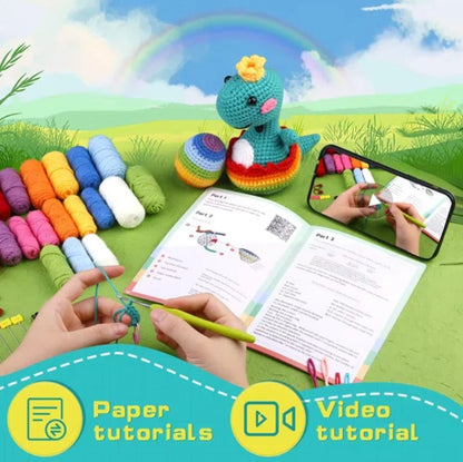 haken voor beginners - haakpakket schattige baby dino - haken voor starters - starterspakket haken