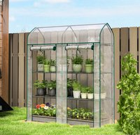 Mini-Terras Kas 3 Niveaus – Draagbare Tuinkas met Transparante UV-bestendige Afdekking, Oprolbare Deuren, Stalen Frame – 143x46x165 cm
