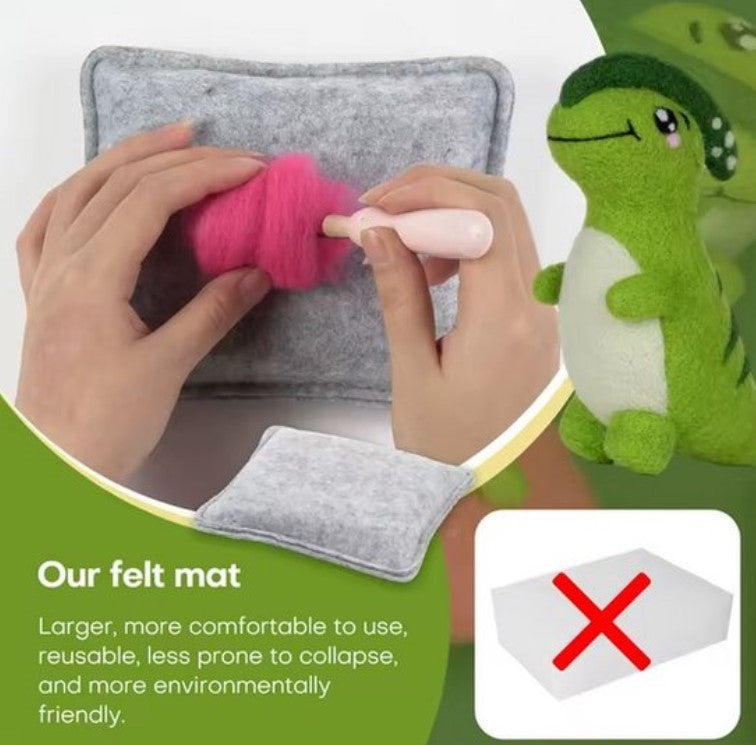 naaldvilten voor beginners - naaldvilt pakket lieve dino's - naaldvilten voor starters - starterspakket naaldvilten - naaldvilten voor liefhebbers