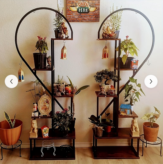 Hartvormig Plantenrek Twee Harten – Metaal & Hout – 165 cm