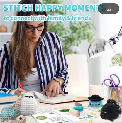 haken voor beginners - haakpakket schattige kat + schildpad + kuiken + walwis - haken voor starters - starterspakket haken