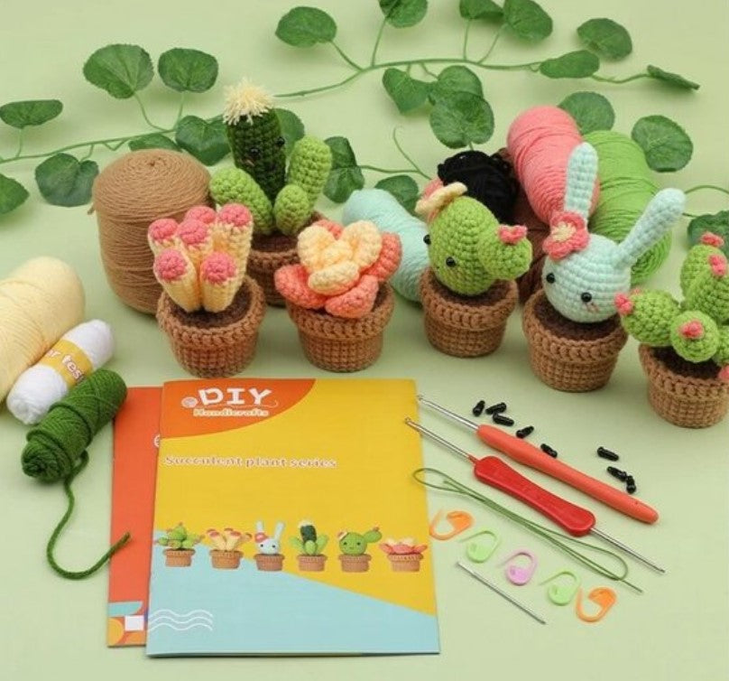 haken voor beginners - haakpakket schattige plantjes - haken voor starters - starterspakket haken - 6 plantjes